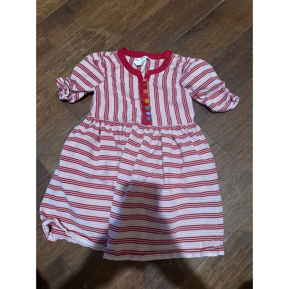 Matilda Jane Red Pink Striped Button Front Dress Size 8 Kids Girls